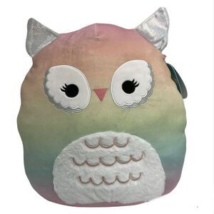 Squishmallow 16” Britta Rainbow Owl 2021 large pillow size Exclusive KellyToy